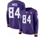 Women's Nike Minnesota Vikings #84 Randy Moss Limited Purple Therma Long Sleeve NFL Jersey