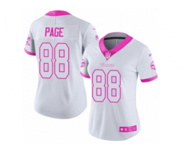 Women's Nike Minnesota Vikings #88 Alan Page Limited White-Pink Rush Fashion NFL Jersey