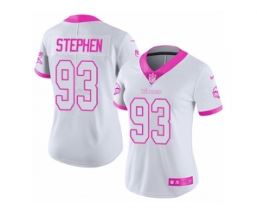 Women's Nike Minnesota Vikings #93 Shamar Stephen Limited White-Pink Rush Fashion NFL Jersey