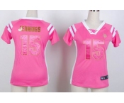 nike women jerseys minnesota vikings #15 greg jennings pink [fashion Rhinestone sequins]