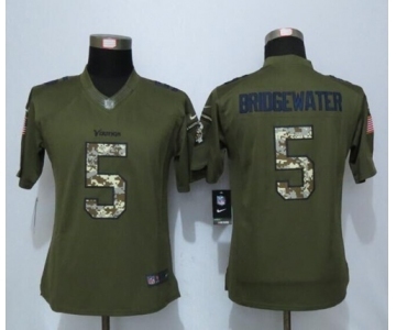 nike women nfl jerseys Minnesota Vikings #5 Teddy Bridgewater army green[nike Limited Salute To Service]