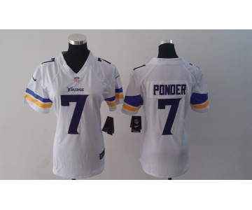 nike women nfl jerseys minnesota vikings #7 ponder white[2013 nike]