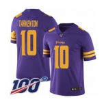 Youth Minnesota Vikings #10 Fran Tarkenton Limited Purple Rush Vapor Untouchable 100th Season Football Jersey