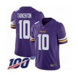 Youth Minnesota Vikings #10 Fran Tarkenton Purple Team Color Vapor Untouchable Limited Player 100th Season Football Jersey