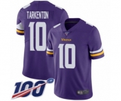 Youth Minnesota Vikings #10 Fran Tarkenton Purple Team Color Vapor Untouchable Limited Player 100th Season Football Jersey