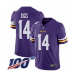 Youth Minnesota Vikings #14 Stefon Diggs Purple Team Color Vapor Untouchable Limited Player 100th Season Football Jersey