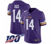 Youth Minnesota Vikings #14 Stefon Diggs Purple Team Color Vapor Untouchable Limited Player 100th Season Football Jersey