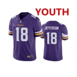 Youth Minnesota Vikings #18 Justin Jefferson 2020 Purple Vapor Untouchable Limited Stitched Jersey