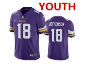 Youth Minnesota Vikings #18 Justin Jefferson 2020 Purple Vapor Untouchable Limited Stitched Jersey