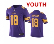 Youth Minnesota Vikings #18 Justin Jefferson Purple Color Rush Limited Stitched Jersey