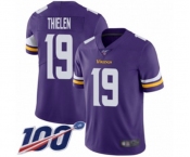 Youth Minnesota Vikings #19 Adam Thielen Purple Team Color Vapor Untouchable Limited Player 100th Season Football Jersey