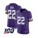 Youth Minnesota Vikings #22 Harrison Smith Purple Team Color Vapor Untouchable Limited Player 100th Season Football Jersey