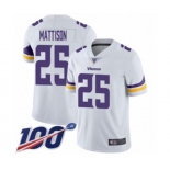 Youth Minnesota Vikings #25 Alexander Mattison White Vapor Untouchable Limited Player 100th Season Football Jersey