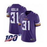 Youth Minnesota Vikings #31 Ameer Abdullah Purple Team Color Vapor Untouchable Limited Player 100th Season Football Jersey