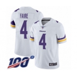 Youth Minnesota Vikings #4 Brett Favre White Vapor Untouchable Limited Player 100th Season Football Jersey