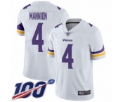 Youth Minnesota Vikings #4 Sean Mannion White Vapor Untouchable Limited Player 100th Season Football Jersey