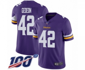 Youth Minnesota Vikings #42 Ben Gedeon Purple Team Color Vapor Untouchable Limited Player 100th Season Football Jersey