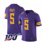 Youth Minnesota Vikings #5 Dan Bailey Limited Purple Rush Vapor Untouchable 100th Season Football Jersey