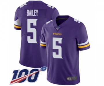 Youth Minnesota Vikings #5 Dan Bailey Purple Team Color Vapor Untouchable Limited Player 100th Season Football Jersey