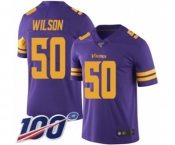 Youth Minnesota Vikings #50 Eric Wilson Limited Purple Rush Vapor Untouchable 100th Season Football Jersey