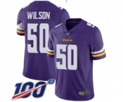 Youth Minnesota Vikings #50 Eric Wilson Purple Team Color Vapor Untouchable Limited Player 100th Season Football Jersey