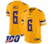 Youth Minnesota Vikings #6 Matt Wile Limited Gold Inverted Legend 100th Season Football Jersey