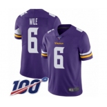 Youth Minnesota Vikings #6 Matt Wile Purple Team Color Vapor Untouchable Limited Player 100th Season Football Jersey