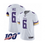 Youth Minnesota Vikings #6 Matt Wile White Vapor Untouchable Limited Player 100th Season Football Jersey