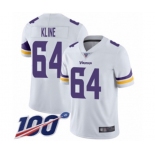 Youth Minnesota Vikings #64 Josh Kline White Vapor Untouchable Limited Player 100th Season Football Jersey