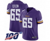 Youth Minnesota Vikings #65 Pat Elflein Purple Team Color Vapor Untouchable Limited Player 100th Season Football Jersey