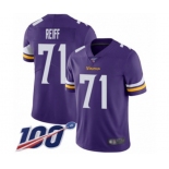 Youth Minnesota Vikings #71 Riley Reiff Purple Team Color Vapor Untouchable Limited Player 100th Season Football Jersey