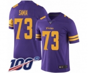 Youth Minnesota Vikings #73 Dru Samia Limited Purple Rush Vapor Untouchable 100th Season Football Jersey