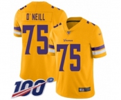 Youth Minnesota Vikings #75 Brian O'Neill Limited Gold Inverted Legend 100th Season Football Jersey