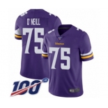 Youth Minnesota Vikings #75 Brian O'Neill Purple Team Color Vapor Untouchable Limited Player 100th Season Football Jersey