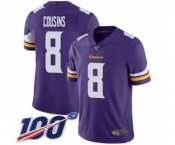 Youth Minnesota Vikings #8 Kirk Cousins Purple Team Color Vapor Untouchable Limited Player 100th Season Football Jersey