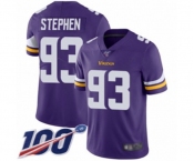 Youth Minnesota Vikings #93 Shamar Stephen Purple Team Color Vapor Untouchable Limited Player 100th Season Football Jersey