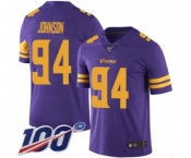 Youth Minnesota Vikings #94 Jaleel Johnson Limited Purple Rush Vapor Untouchable 100th Season Football Jersey