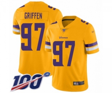 Youth Minnesota Vikings #97 Everson Griffen Limited Gold Inverted Legend 100th Season Football Jersey