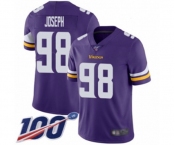 Youth Minnesota Vikings #98 Linval Joseph Purple Team Color Vapor Untouchable Limited Player 100th Season Football Jersey