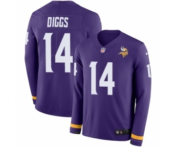 Youth Nike Minnesota Vikings #14 Stefon Diggs Limited Purple Therma Long Sleeve NFL Jersey