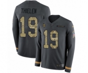 Youth Nike Minnesota Vikings #19 Adam Thielen Limited Black Salute to Service Therma Long Sleeve NFL Jersey