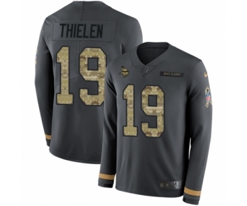 Youth Nike Minnesota Vikings #19 Adam Thielen Limited Black Salute to Service Therma Long Sleeve NFL Jersey