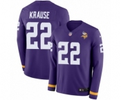 Youth Nike Minnesota Vikings #22 Paul Krause Limited Purple Therma Long Sleeve NFL Jersey