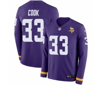 Youth Nike Minnesota Vikings #33 Dalvin Cook Limited Purple Therma Long Sleeve NFL Jersey