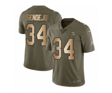 Youth Nike Minnesota Vikings #34 Andrew Sendejo Limited Olive Gold 2017 Salute to Service NFL Jersey