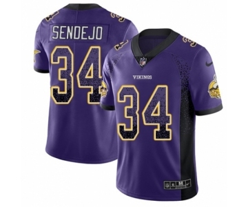 Youth Nike Minnesota Vikings #34 Andrew Sendejo Limited Purple Rush Drift Fashion NFL Jersey