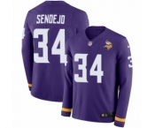 Youth Nike Minnesota Vikings #34 Andrew Sendejo Limited Purple Therma Long Sleeve NFL Jersey