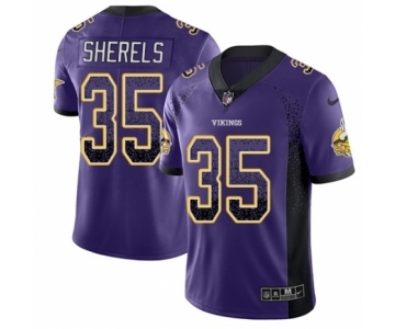 Youth Nike Minnesota Vikings #35 Marcus Sherels Limited Purple Rush Drift Fashion NFL Jersey