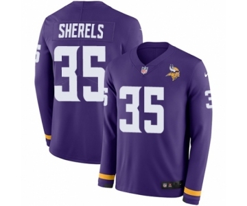 Youth Nike Minnesota Vikings #35 Marcus Sherels Limited Purple Therma Long Sleeve NFL Jersey