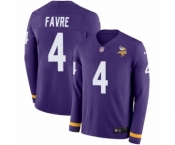 Youth Nike Minnesota Vikings #4 Brett Favre Limited Purple Therma Long Sleeve NFL Jersey